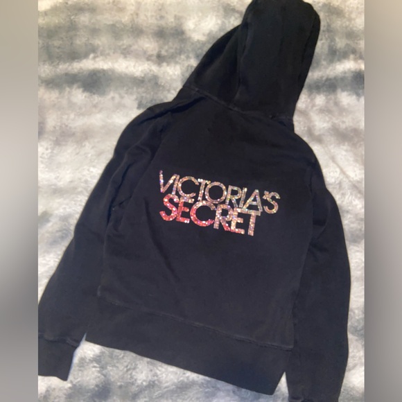 Victoria's Secret Tops - Victoria's Secret Black Hoodie with Multicolor Logo